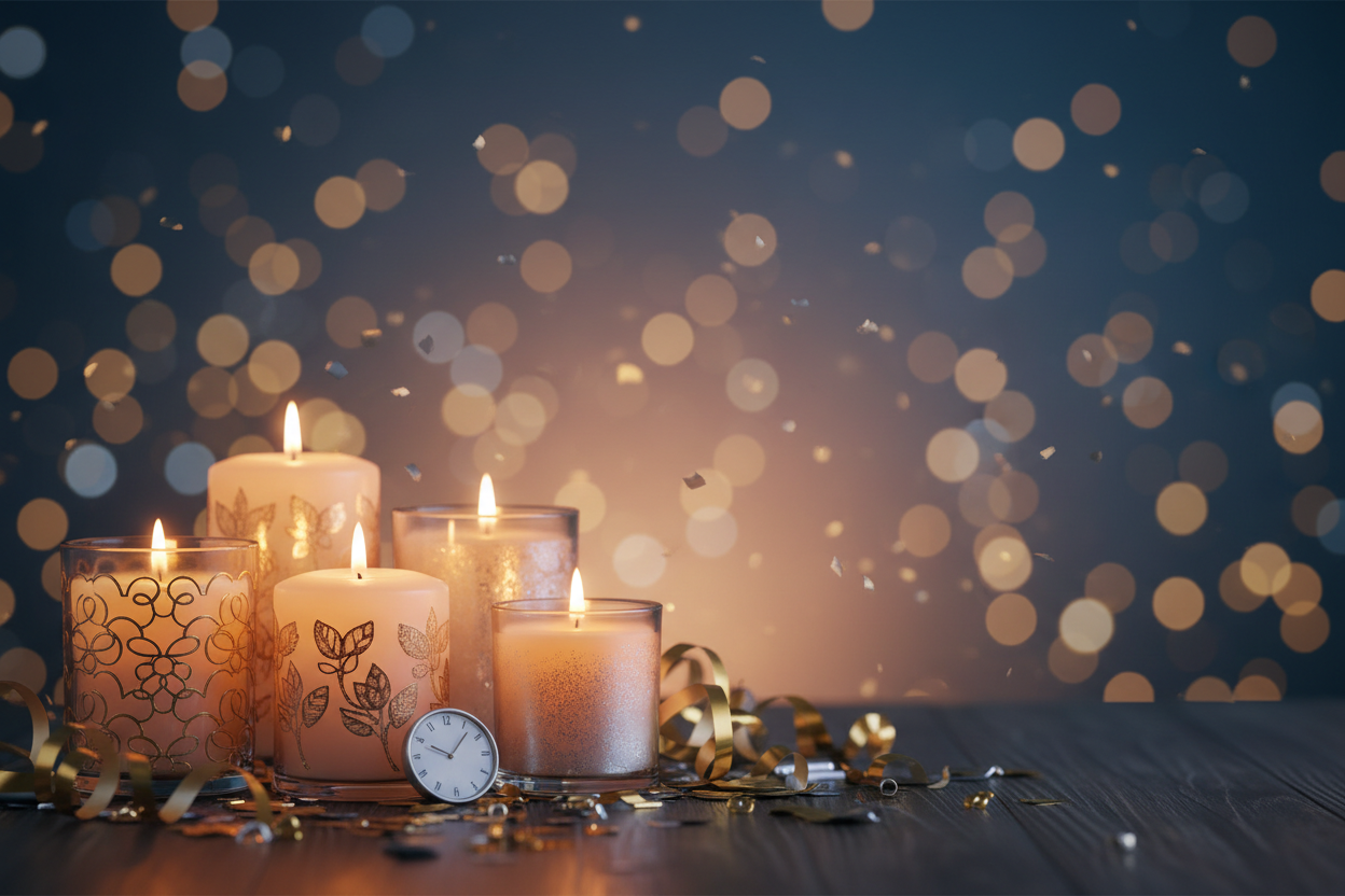 new year background with container candles